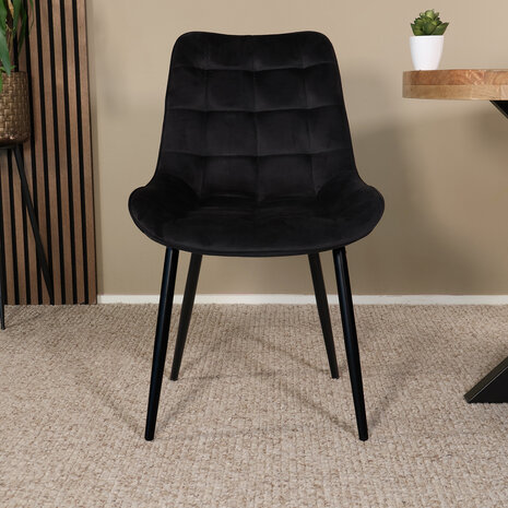 Lizzely Garden & Living Eetkamerstoel De Vince zwart velvet eetstoel Lizzely Garden & Living Eetkamerstoel De Vince zwart velvet eetstoel
