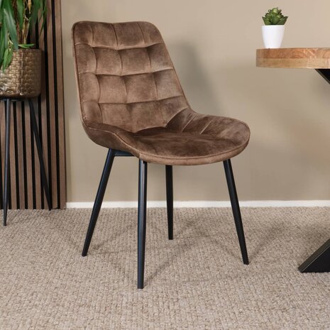 Lizzely Garden & Living Eetkamerstoel De Vince cognac velvet eetstoel Lizzely Garden & Living Eetkamerstoel De Vince cognac velvet eetstoel