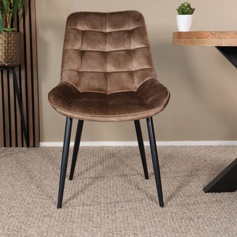 Lizzely Garden & Living Eetkamerstoel De Vince cognac velvet eetstoel Lizzely Garden & Living Eetkamerstoel De Vince cognac velvet eetstoel