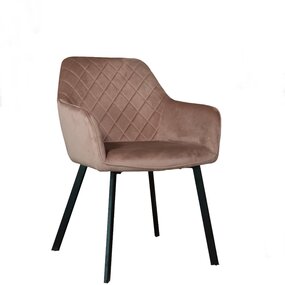 Lizzely Garden & Living Eetkamerstoel met armleuning Yurgan velvet champagne eetstoel