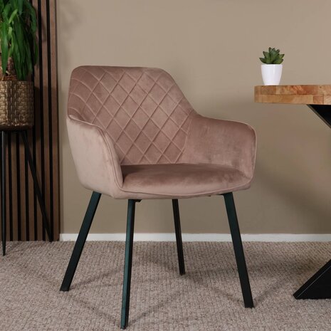 Lizzely Garden & Living Eetkamerstoel met armleuning Yurgan velvet champagne eetstoel Lizzely Garden & Living Eetkamerstoel met armleuning Yurgan velvet champagne eetstoel