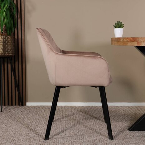 Lizzely Garden & Living Eetkamerstoel met armleuning Yurgan velvet champagne eetstoel Lizzely Garden & Living Eetkamerstoel met armleuning Yurgan velvet champagne eetstoel