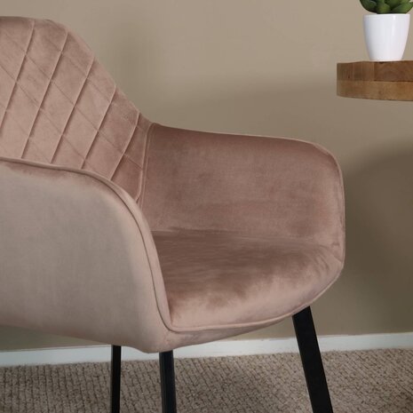 Lizzely Garden & Living Eetkamerstoel met armleuning Yurgan velvet champagne eetstoel Lizzely Garden & Living Eetkamerstoel met armleuning Yurgan velvet champagne eetstoel