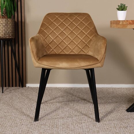 Lizzely Garden & Living Eetkamerstoel met armleuning Yurgan velvet bruin eetstoel