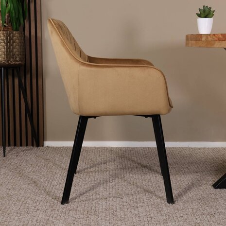 Lizzely Garden & Living Eetkamerstoel met armleuning Yurgan velvet bruin eetstoel