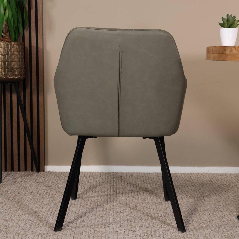 Eetkamerstoel met armleuning Yurgan antraciet kunstleder eetstoel Eetkamerstoel met armleuning Yurgan antraciet kunstleder eetstoel