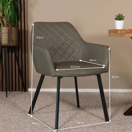 Lizzely Garden & Living Eetkamerstoel met armleuning Yurgan antraciet kunstleder eetstoel Lizzely Garden & Living Eetkamerstoel met armleuning Yurgan antraciet kunstleder eetstoel
