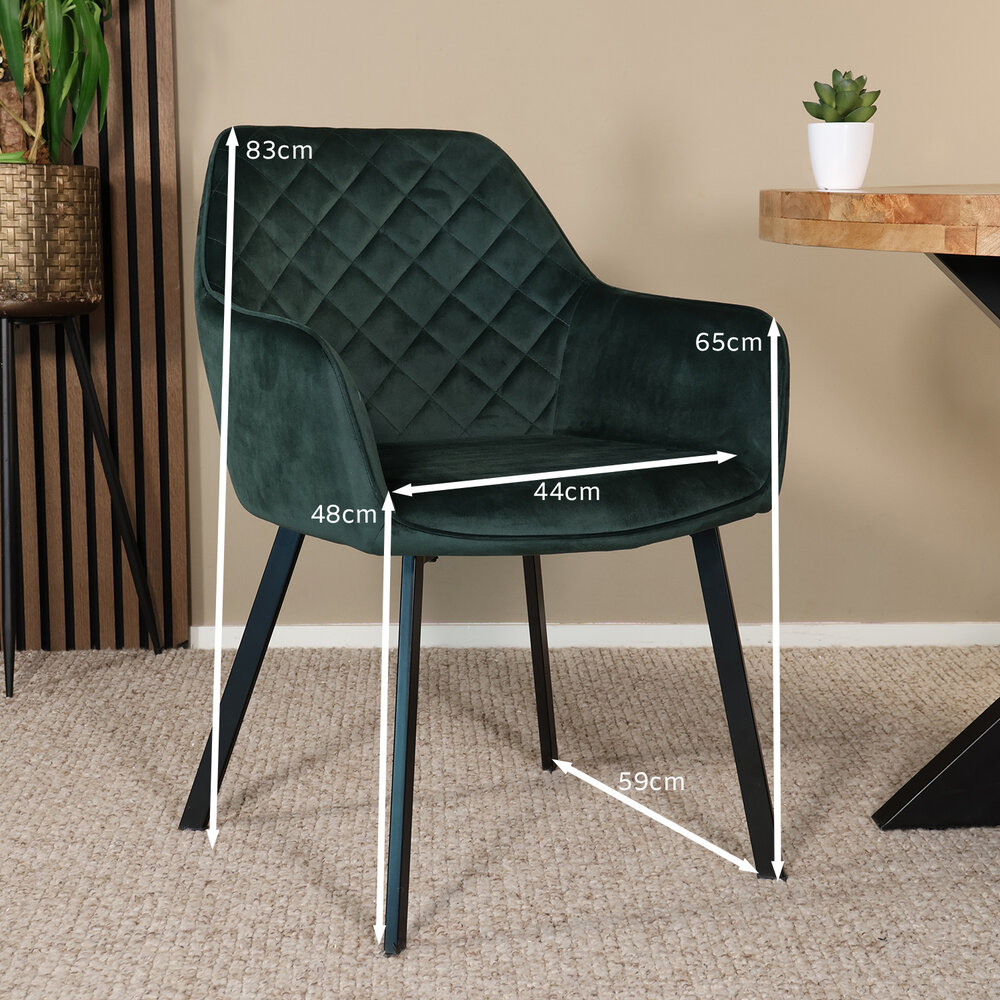 Eetkamerstoel met armleuning Yurgan velvet groen eetstoel Eetkamerstoel met armleuning Yurgan velvet groen eetstoel