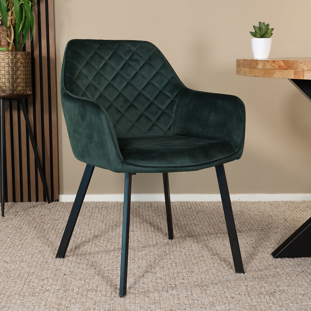 Eetkamerstoel met armleuning Yurgan velvet groen eetstoel Eetkamerstoel met armleuning Yurgan velvet groen eetstoel