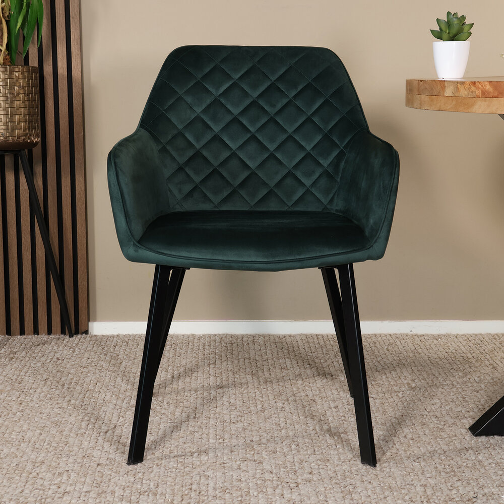 Eetkamerstoel met armleuning Yurgan velvet groen eetstoel Eetkamerstoel met armleuning Yurgan velvet groen eetstoel