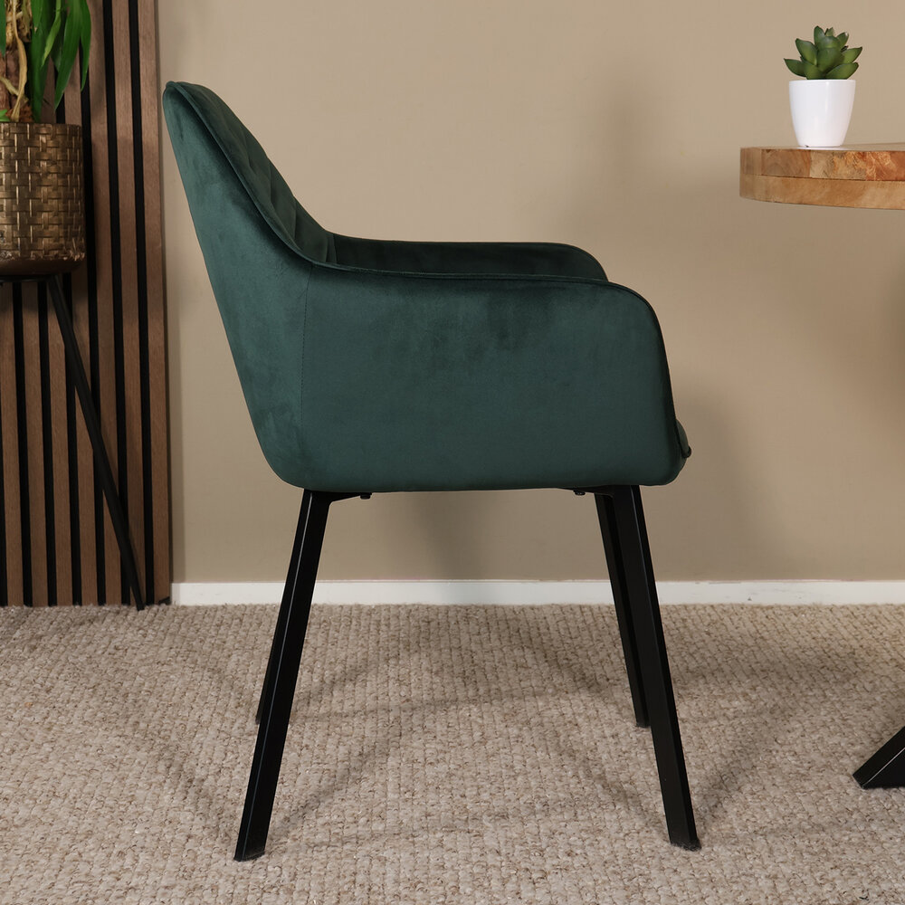 Eetkamerstoel met armleuning Yurgan velvet groen eetstoel Eetkamerstoel met armleuning Yurgan velvet groen eetstoel