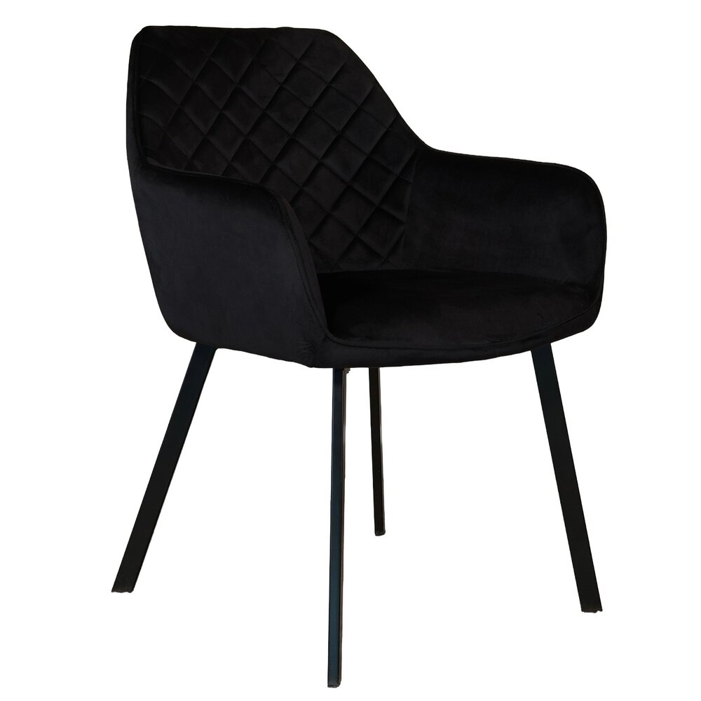 Eetkamerstoel met armleuning Yurgan velvet zwart eetstoel