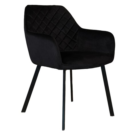 Lizzely Garden & Living Eetkamerstoel met armleuning Yurgan velvet zwart eetstoel
