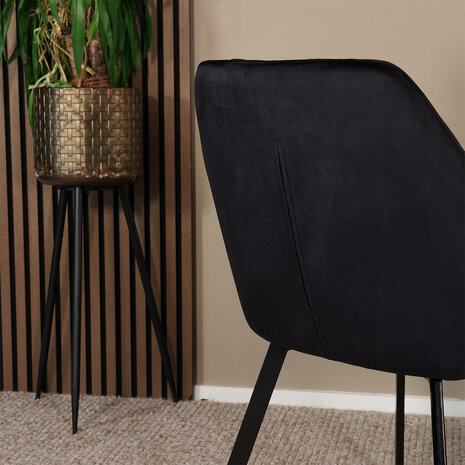 Lizzely Garden & Living Eetkamerstoel met armleuning Yurgan velvet zwart eetstoel