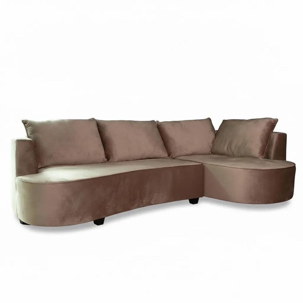 Hoekbank Lando 270cm bank taupe velvet bankstel rechts loungebank Hoekbank Lando 270cm bank taupe velvet bankstel rechts loungebank
