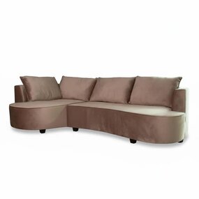 Lizzely Garden & Living Hoekbank Lando 270cm bank taupe velvet bankstel links loungebank Lizzely Garden & Living Hoekbank Lando 270cm bank taupe velvet bankstel links loungebank