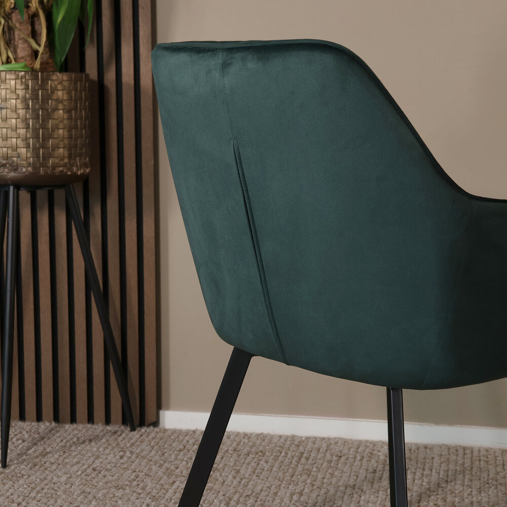 Eetkamerstoel met armleuning Yurgan velvet donkergroen eetstoel Eetkamerstoel met armleuning Yurgan velvet donkergroen eetstoel