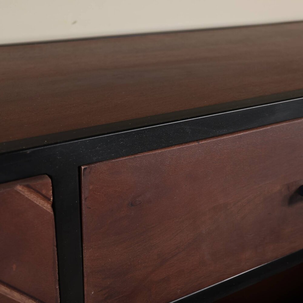 Dressoir mangohout visgraat Cody walnoot industrieel 180x85cm