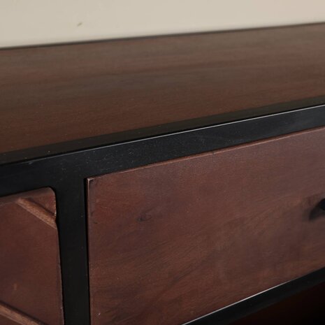 Lizzely Garden & Living Dressoir mangohout visgraat Cody walnoot industrieel 180x85cm