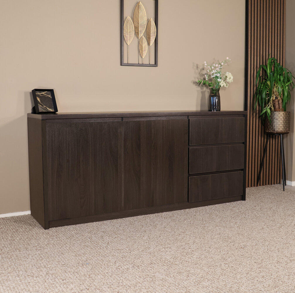 Dressoir melamine Cassie donker walnoot 180cm