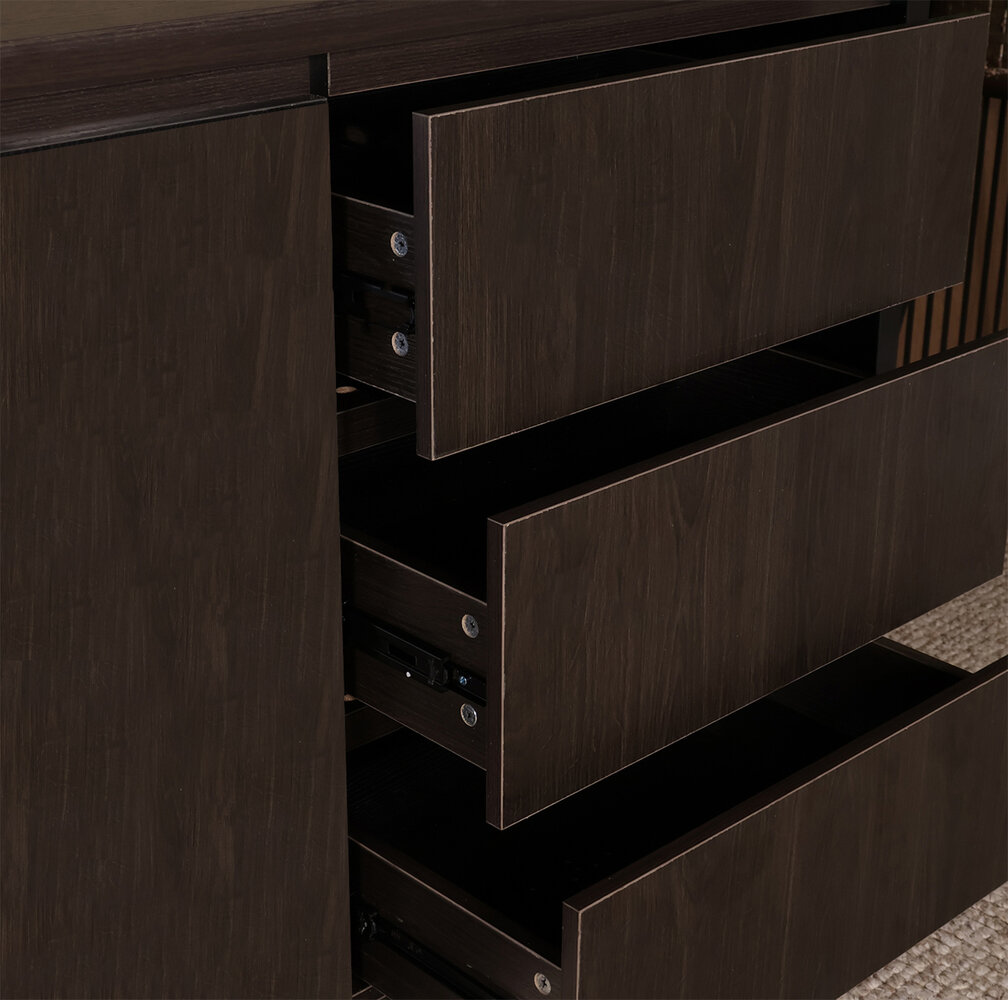 Dressoir melamine Cassie donker walnoot 180cm