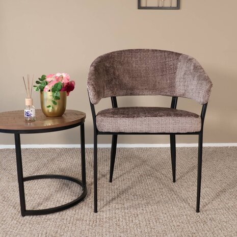 Lizzely Garden & Living Eetkamerstoel met armleuning Ziva taupe chenille Lizzely Garden & Living Eetkamerstoel met armleuning Ziva taupe chenille