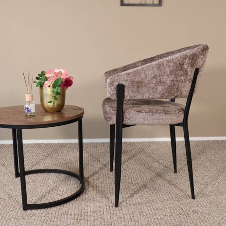 Lizzely Garden & Living Eetkamerstoel met armleuning Ziva taupe chenille Lizzely Garden & Living Eetkamerstoel met armleuning Ziva taupe chenille