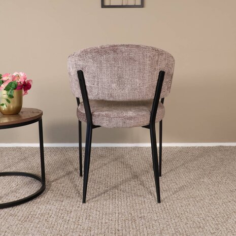 Lizzely Garden & Living Eetkamerstoel met armleuning Ziva taupe chenille Lizzely Garden & Living Eetkamerstoel met armleuning Ziva taupe chenille