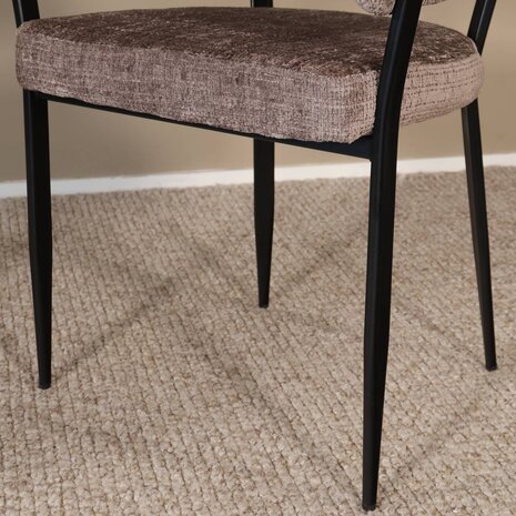 Lizzely Garden & Living Eetkamerstoel met armleuning Ziva taupe chenille Lizzely Garden & Living Eetkamerstoel met armleuning Ziva taupe chenille