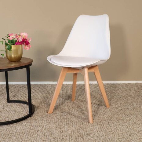 Lizzely Garden & Living Eetkamerstoel wit met zitvulling Kuipstoel