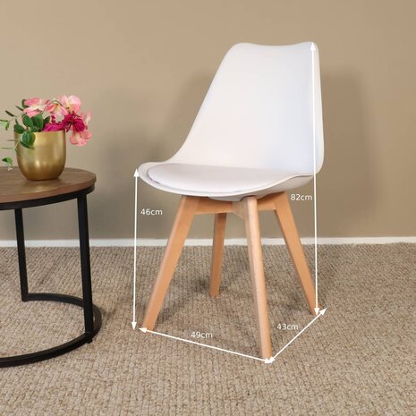 Lizzely Garden & Living Eetkamerstoel wit met zitvulling Kuipstoel