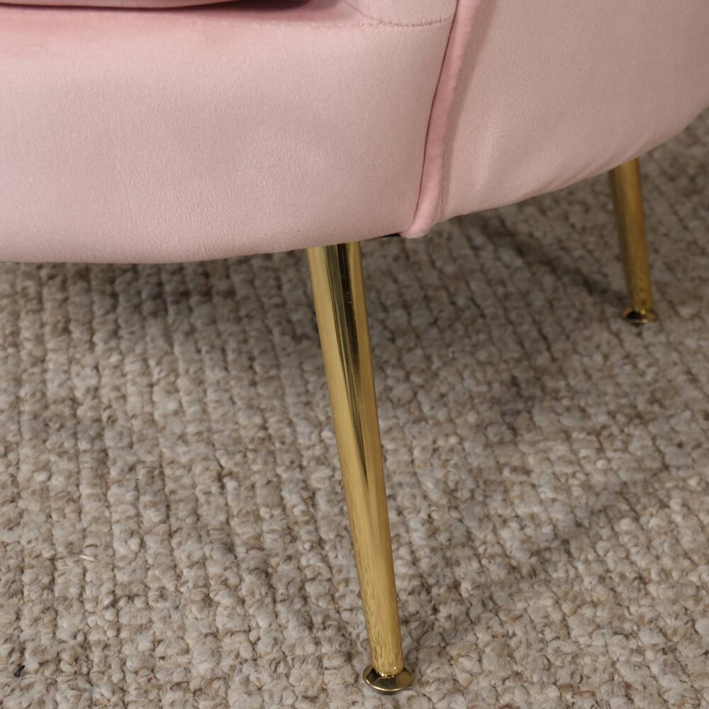 Fauteuil zitbank 1 persoons Belle velvet roze bankje Fauteuil zitbank 1 persoons Belle velvet roze bankje