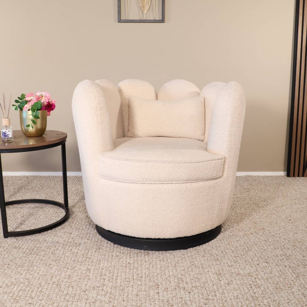 Fauteuil Daphne teddy beige draaibare fauteuil Fauteuil Daphne teddy beige draaibare fauteuil