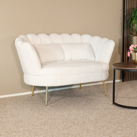 Lizzely Garden & Living Zitbank Belle 2 zits teddy wit bankstel 140cm stof incl. 2 kussens bank Lizzely Garden & Living Zitbank Belle 2 zits teddy wit bankstel 140cm stof incl. 2 kussens bank