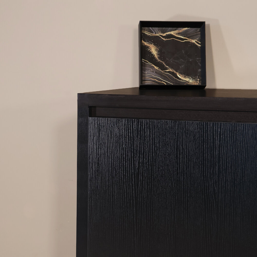 Dressoir melamine Cassie zwart 160cm Dressoir melamine Cassie zwart 160cm