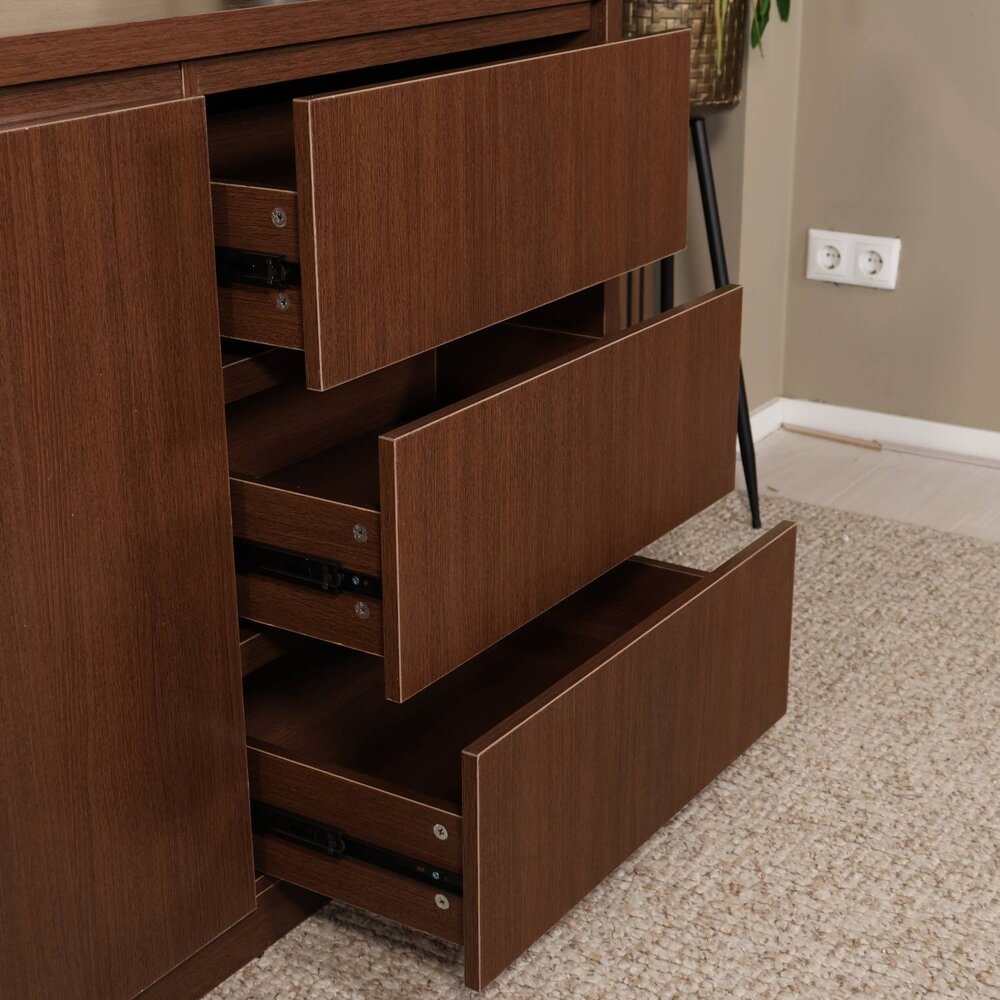 Dressoir melamine Cassie walnoot bruin 160cm