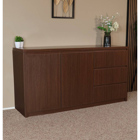 Lizzely Garden & Living Dressoir melamine Cassie walnoot bruin 160cm