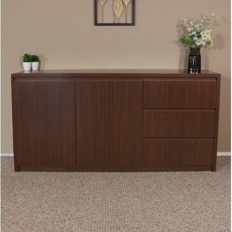 Lizzely Garden & Living Dressoir melamine Cassie walnoot bruin 160cm