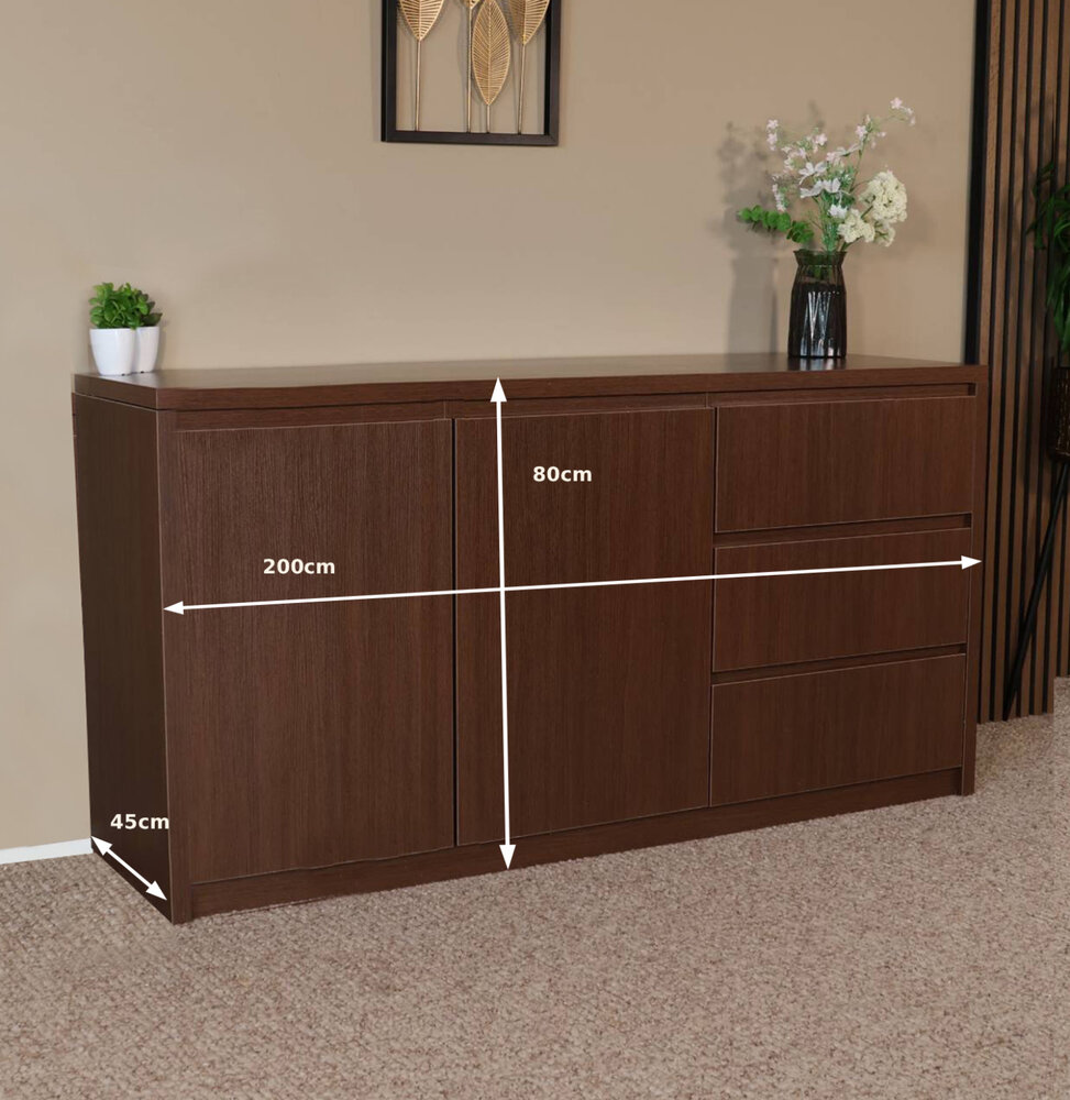 Dressoir melamine Cassie walnoot bruin 160cm