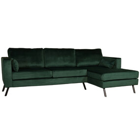 Lizzely Garden & Living Hoekbank design Lizza 269cm bank donkergroen velvet loungebank zowel links als rechts bankstel