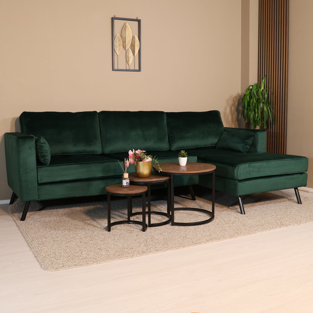 Hoekbank design Lizza 269cm bank donkergroen velvet loungebank zowel links als rechts bankstel Hoekbank design Lizza 269cm bank donkergroen velvet loungebank zowel links als rechts bankstel