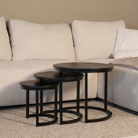 Lizzely Garden & Living Salontafel 3delig mangohout zwart Jaell industrieel massief hout duurzaam mango Lizzely Garden & Living Salontafel 3delig mangohout zwart Jaell industrieel massief hout duurzaam mango