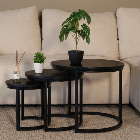 Lizzely Garden & Living Salontafel 3delig mangohout zwart Jaell industrieel massief hout duurzaam mango Lizzely Garden & Living Salontafel 3delig mangohout zwart Jaell industrieel massief hout duurzaam mango