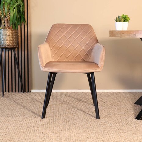 Lizzely Garden & Living Eetkamerstoel met armleuning Yurgan velvet champagne eetstoel Lizzely Garden & Living Eetkamerstoel met armleuning Yurgan velvet champagne eetstoel