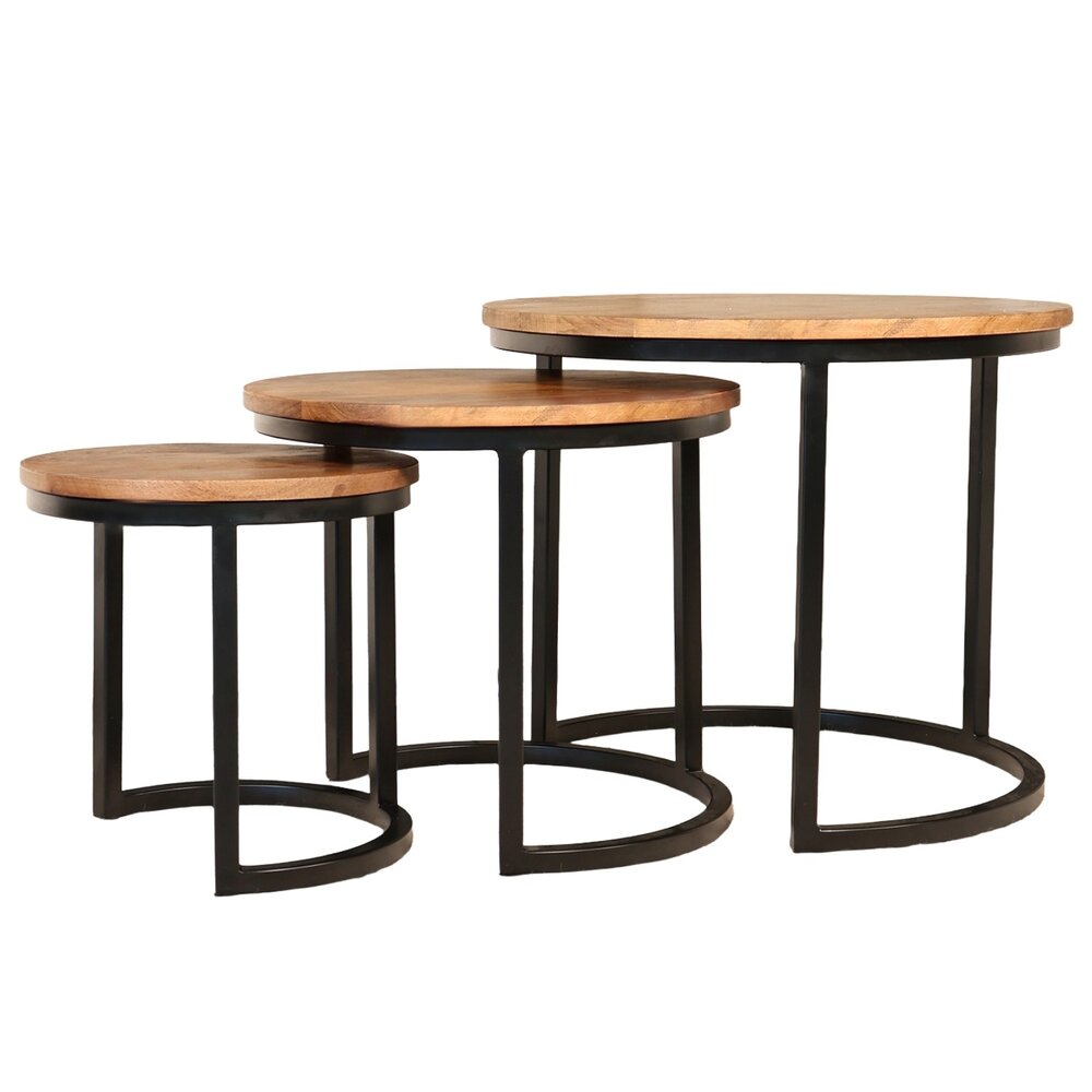 Goossens Salontafel Jelle rond, hout mango bruin, urban industrieel, 54 Goossens Salontafel Jelle rond, hout mango bruin, urban industrieel, 54