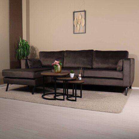 Lizzely Garden & Living Hoekbank Hilde 270cm donkergrijs velvet links