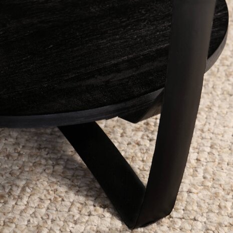 Lizzely Garden & Living Salontafel rond mangohout zwart Sandy industrieel duurzaam massief hout mango Lizzely Garden & Living Salontafel rond mangohout zwart Sandy industrieel duurzaam massief hout mango