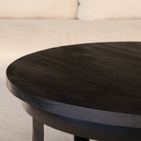 Lizzely Garden & Living Salontafel rond mangohout zwart Sandy industrieel duurzaam massief hout mango Lizzely Garden & Living Salontafel rond mangohout zwart Sandy industrieel duurzaam massief hout mango