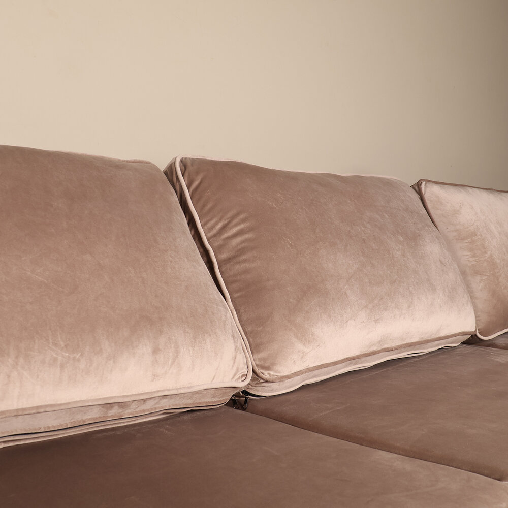 Hoekbank Hilde 270cm taupe velvet rechts