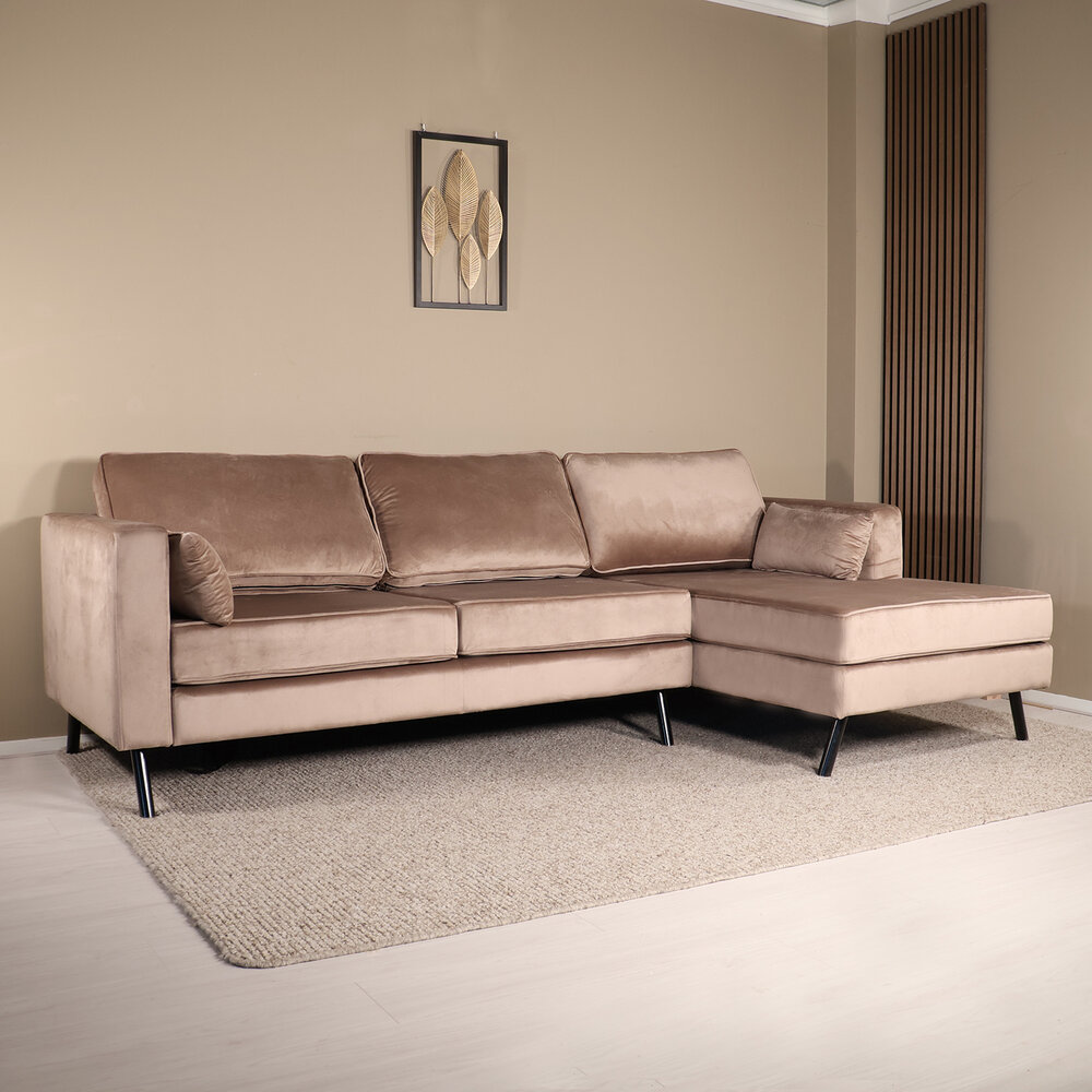 Hoekbank Hilde 270cm taupe velvet rechts